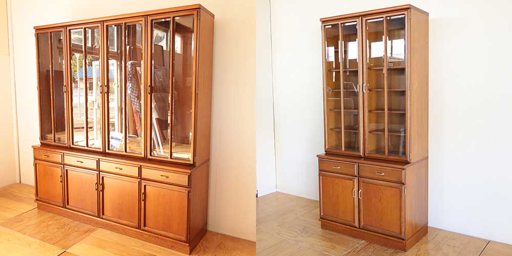 R1136:食器棚の横幅を扉２枚分小さくリサイズ。圧迫感なくコンパクトにのイメージ