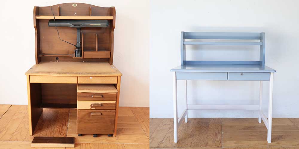 R1141:古くなった学習机をリメイク！ツートンカラーのお洒落デスクにのイメージ