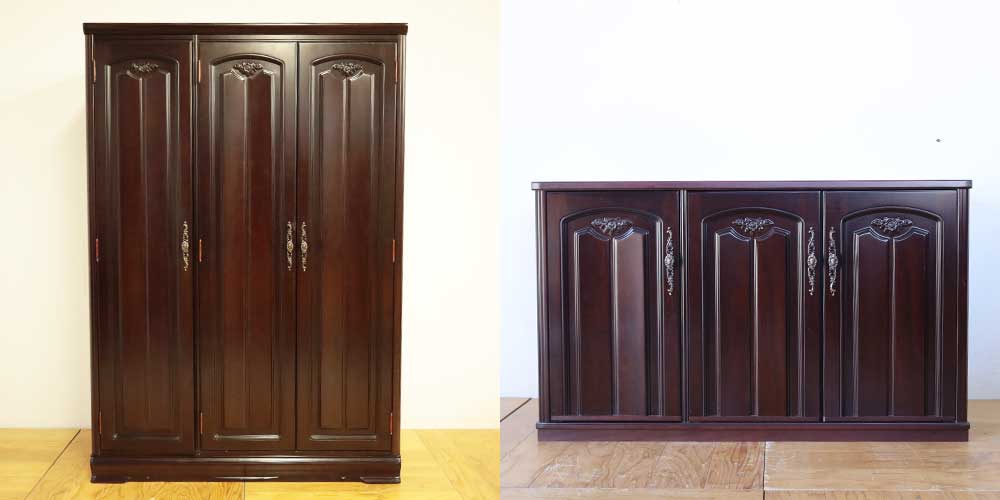 R1146:婚礼タンスをリビングボードに。小引き出しを残して内部にも面影をのイメージ