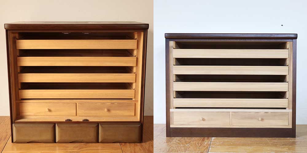 R1148:和タンスのお着物収納を単体で。扉なしのオープンタイプにリメイクのイメージ