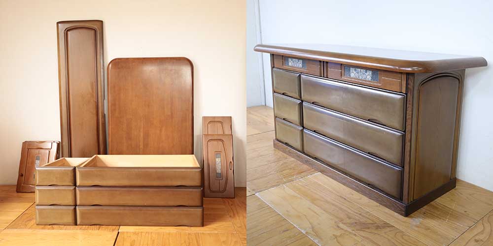 R1149:思い出の家具たちが新しい姿に。３つの家具からローボードにリメイクのイメージ