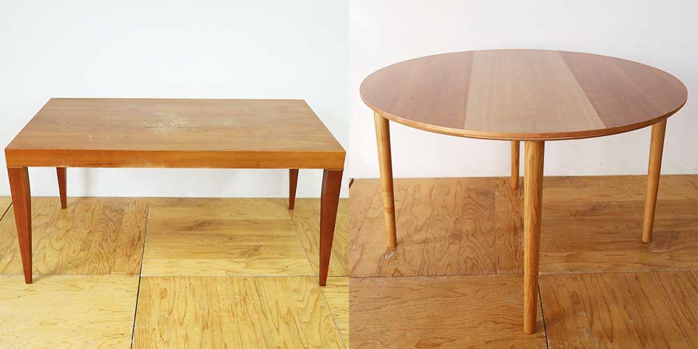 R1160:長方形ダイニングテーブルを円形へ。小さくしても、天板拡張で広々のイメージ