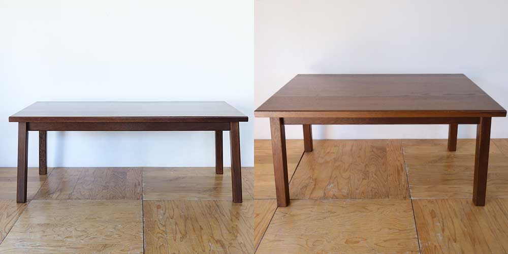 R1161:思い出のダイニングテーブルをこれからも。リサイズして天板美装のイメージ