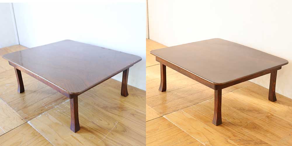 R1168:折りたたみ脚を修理し、天板も美装。思い出の座卓をレストアのイメージ