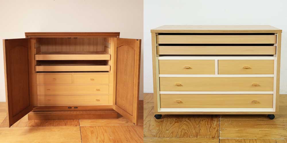 R1182:押入れで使えるキャスター付きお着物収納。和タンスをリサイズのイメージ