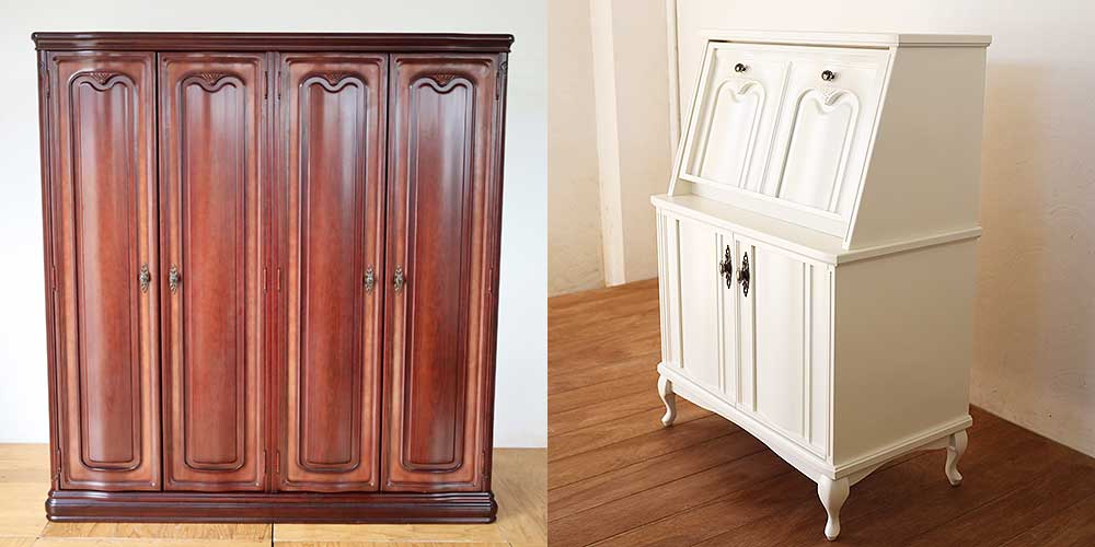 R1186:婚礼タンスをリメイク。猫脚が可愛いライティングビューローにのイメージ