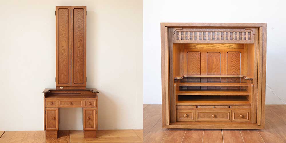 R1201:お母様の鏡台をお仏壇にリメイク。造り付け棚に収まるサイズでのイメージ