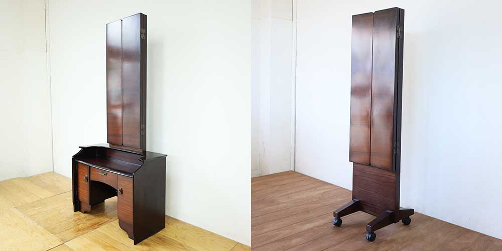 R1212:形見の鏡台をリメイク。三面鏡にキャスターを付け、スタンドタイプにのイメージ