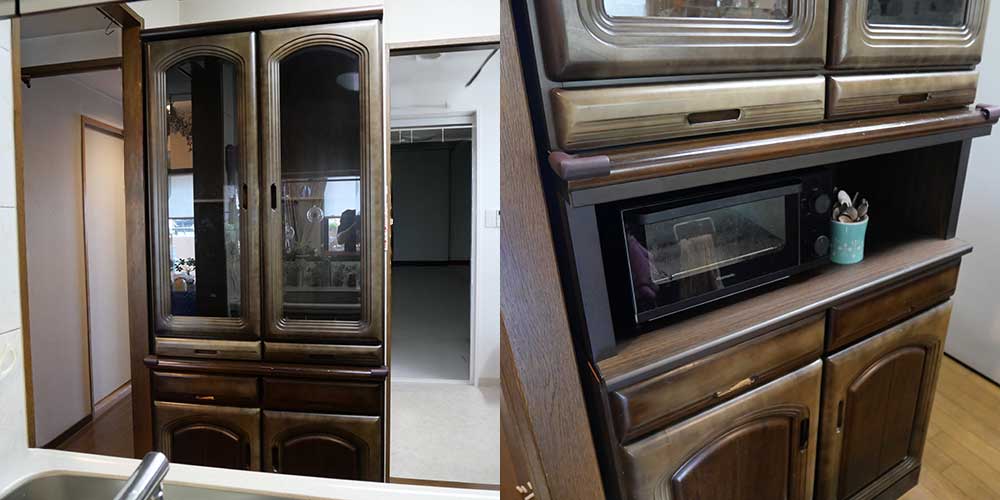 R1228:収納のみの食器棚をリメイク。トースター用のオープンスペースを増設のイメージ