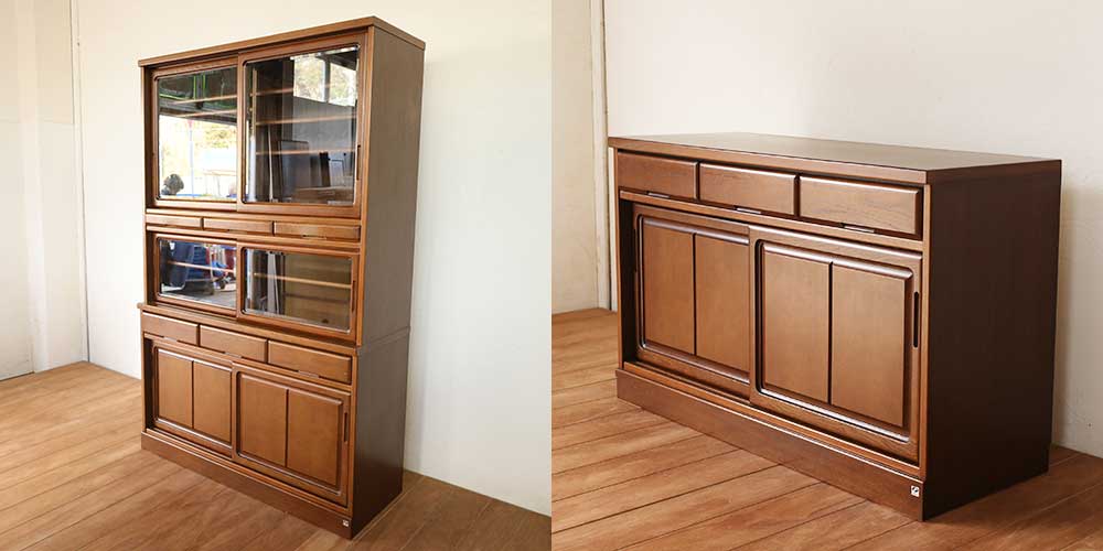 R1232:食器棚を上下分割リメイク。下部に天板を作ってレンジ台・作業台にのイメージ