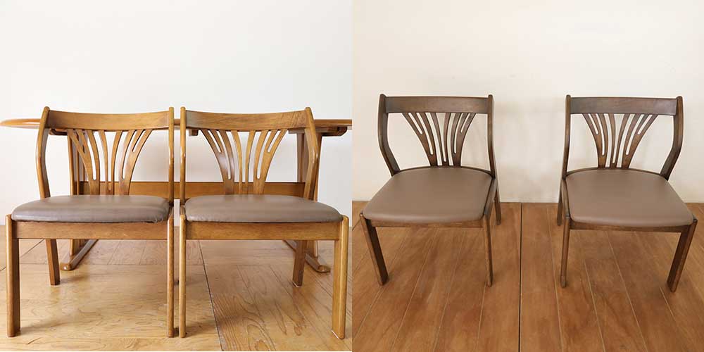 R1254:チェアを再塗装・張り替え。建具に合わせて空間にまとまりをのイメージ