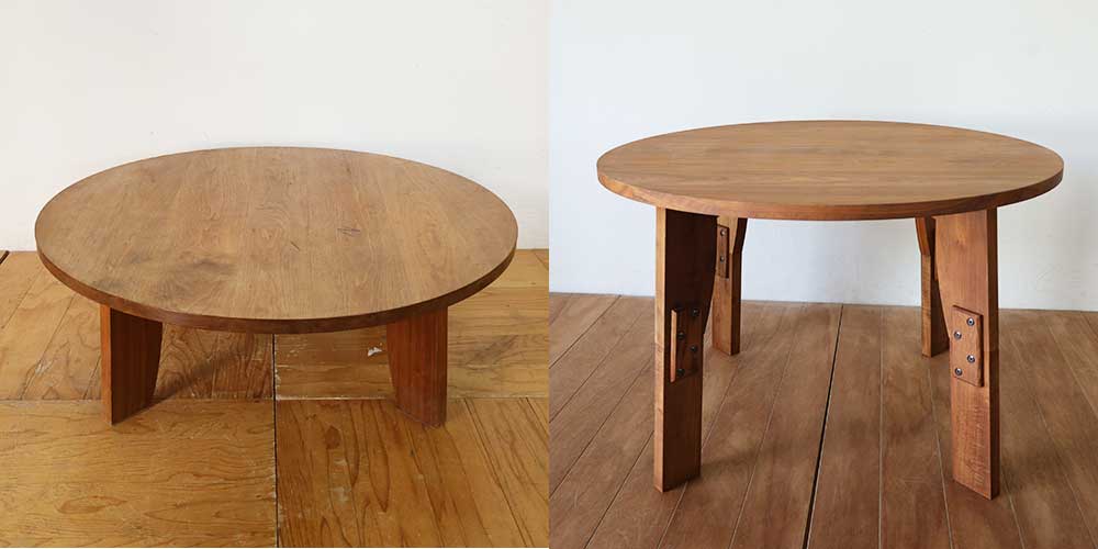 R1255:ローテーブルの高さを2wayにリメイク。延長脚でダイニングにものイメージ