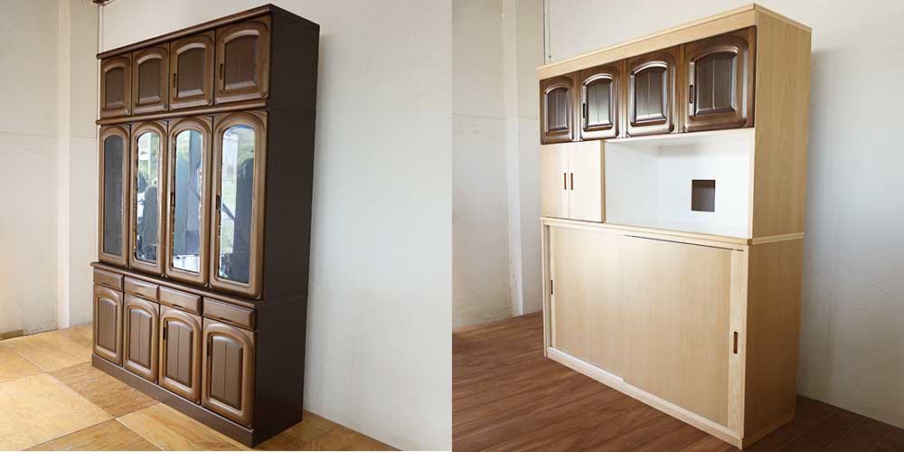 R1259:食器棚をリメイク。新居仕様に雰囲気を一新し、扉をアクセントにのイメージ