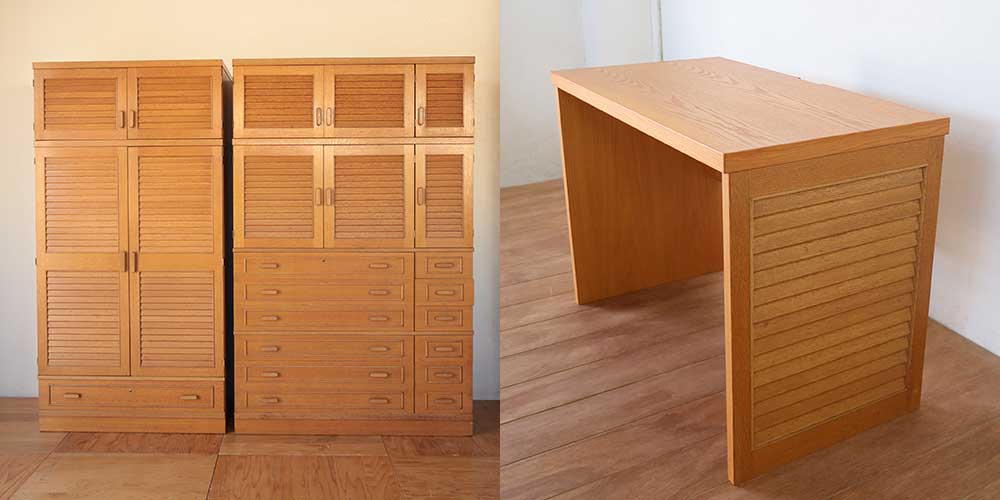 R1260:婚礼タンスからPCデスクに。扉でパネル脚を作り、面影をのイメージ