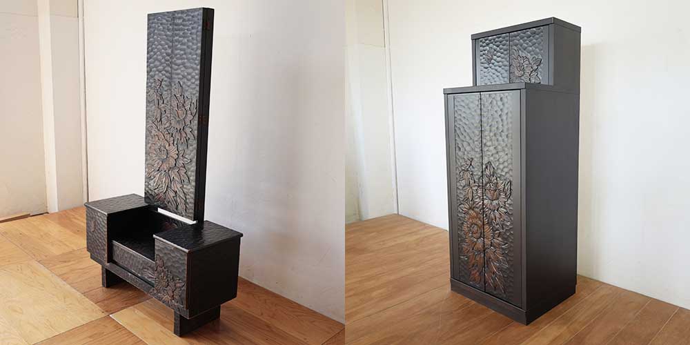 R1267:お母様の鏡台をキャビネットに。彫刻部分の色味を残し、面影をのイメージ