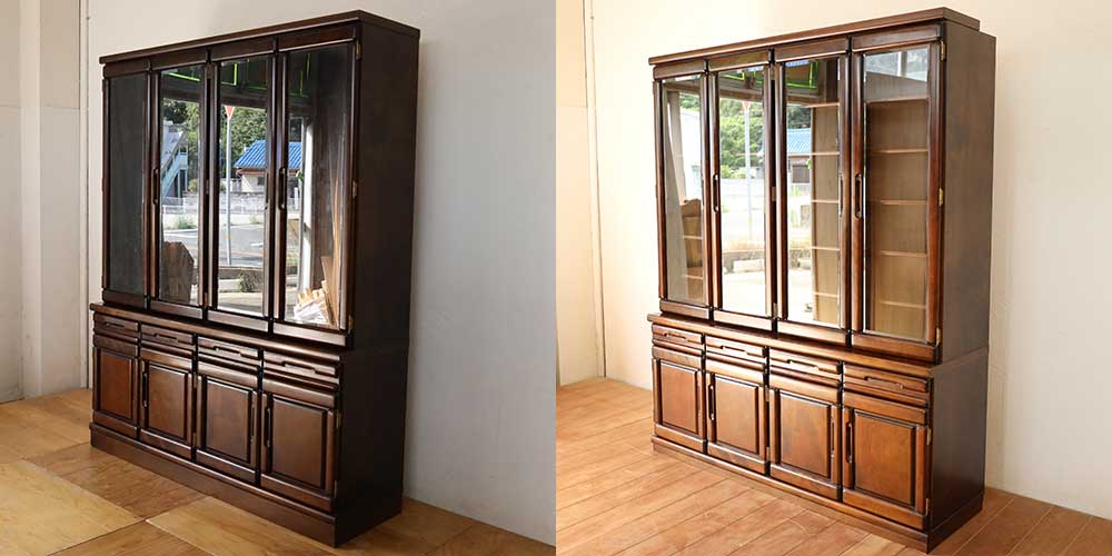 R1283:天板と台輪の加工で設置場所にぴったり。食器棚の高さをリサイズのイメージ