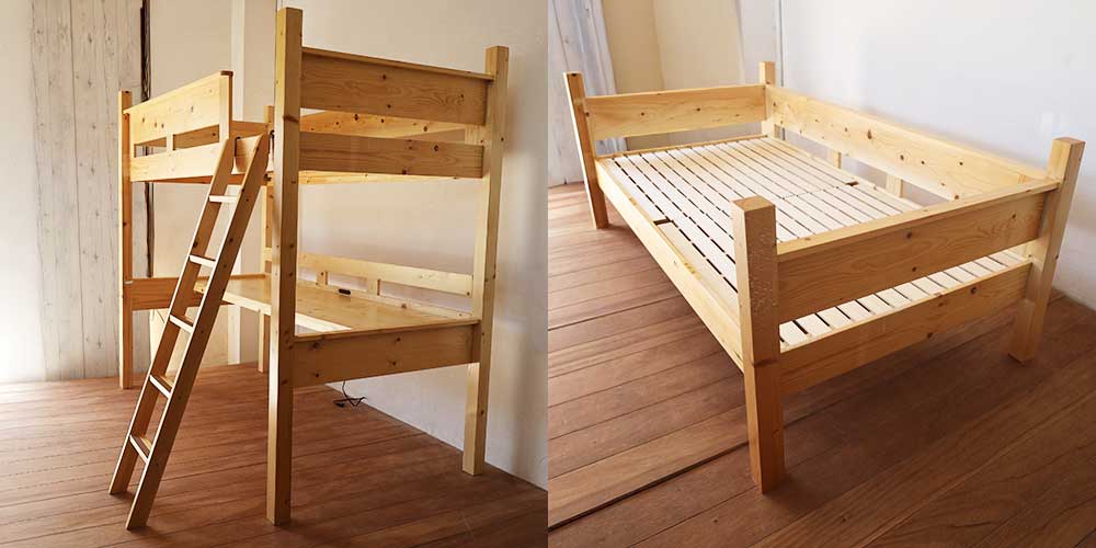 R1292:ロフトベッドをロータイプの高さに。柵を取り外して使いやすくのイメージ