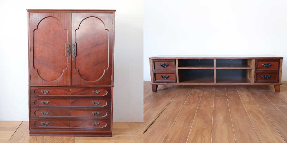 R1303:和タンスをテレビボードにリメイク。どの角度にも面影をのイメージ