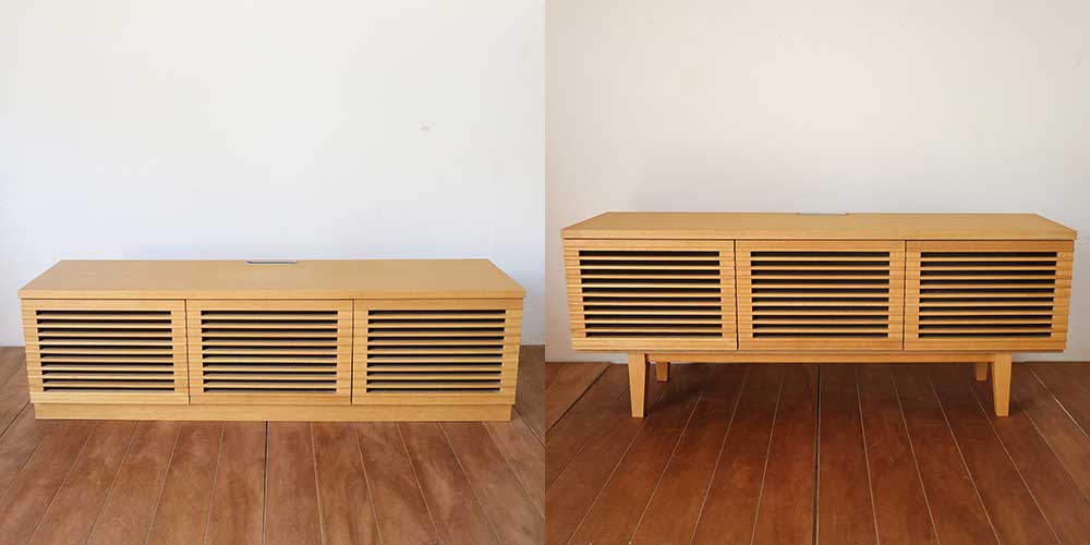 R1309:テレビボードの高さを19cmアップ!台輪構造から脚付きにリメイクのイメージ