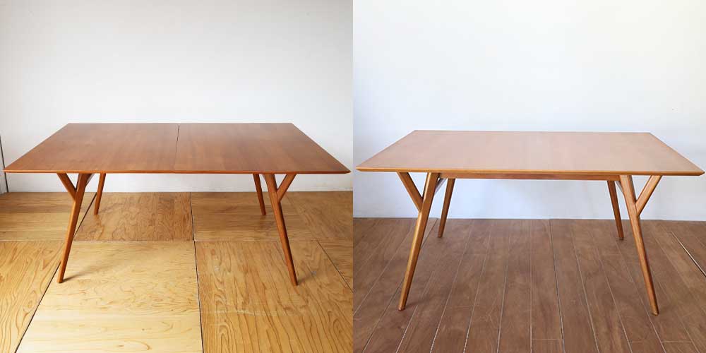 R1317:ダイニングテーブルの伸縮機能を撤去し、天板を小さくリサイズのイメージ