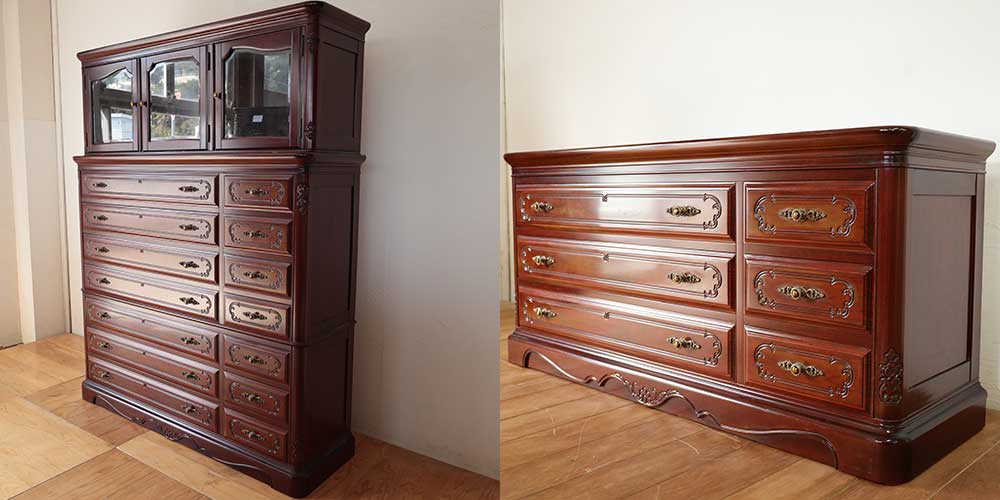 R1322:飾り彫りの美しさそのまま。整理タンスから3段チェストにリメイクのイメージ