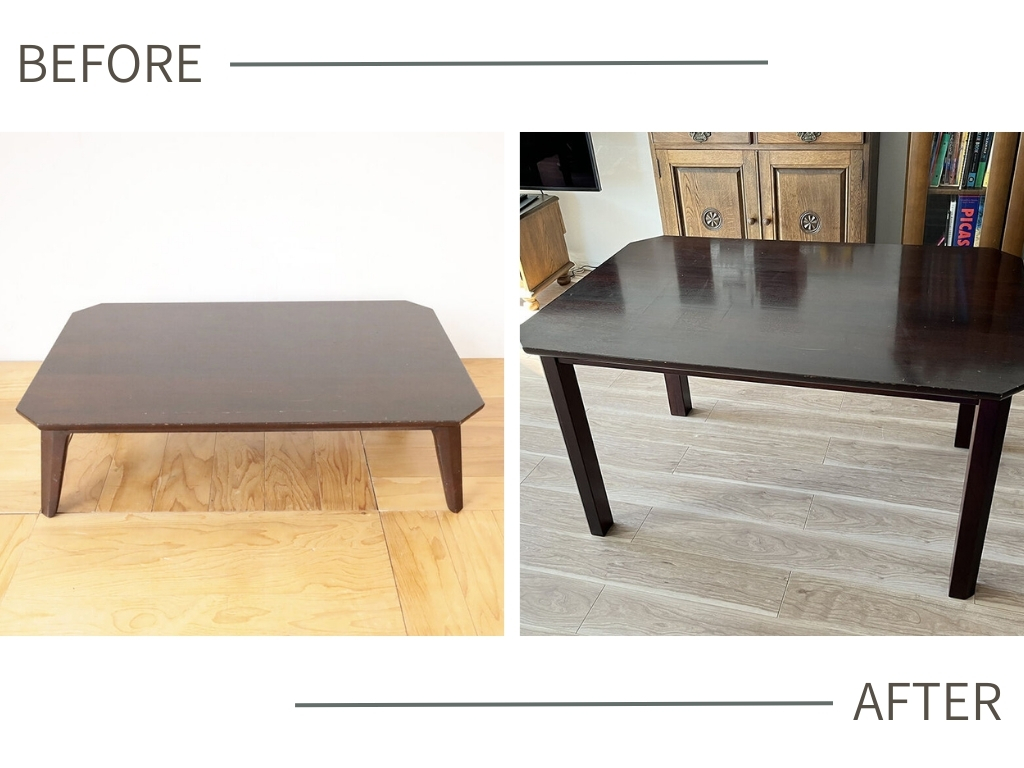 ローテーブルをハイテーブルにする方法