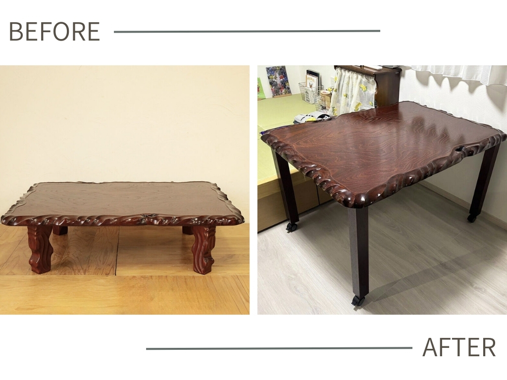 ローテーブルをハイテーブルにする方法