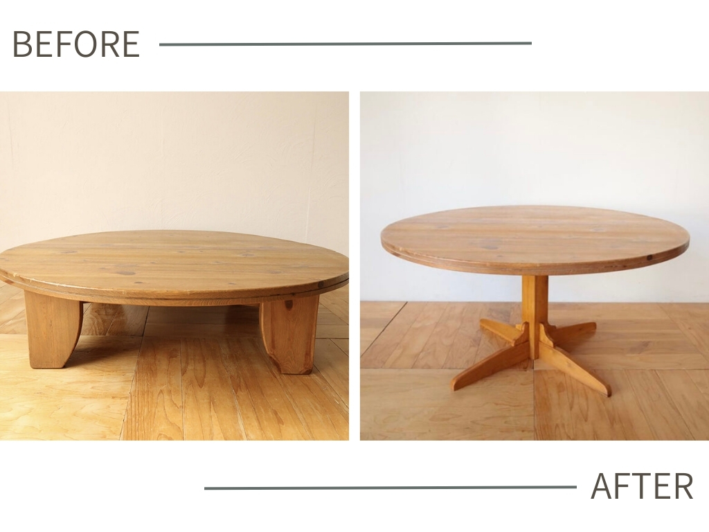 ローテーブルをハイテーブルにする方法