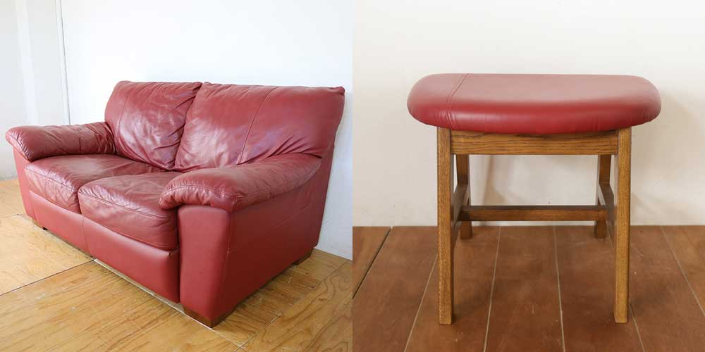 R1285:思い出のソファをリメイク。レザー生地を活かしたスツールにのイメージ