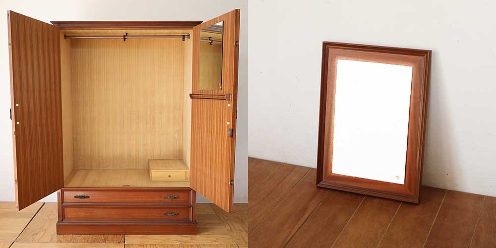 R1339:婚礼タンスの鏡を壁掛けミラーに。リメイクの残り材でフレームを製作のイメージ