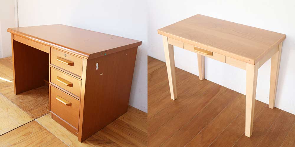 R1345:思い出の学習机のパーツを活かし、軽やかなデスクにリメイクのイメージ