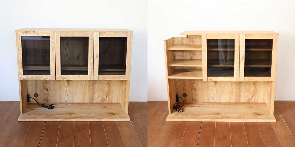 R1348:食器棚を下がり天井に合わせて干渉部分のみカット&内部リメイクのイメージ