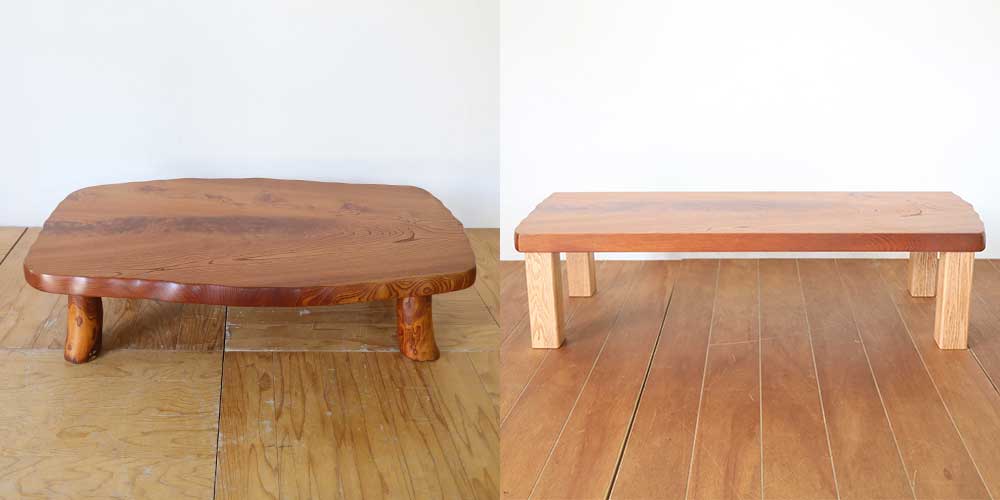 R1349:耳付き一枚板の座卓をリサイズ。奥行きを小さくして軽やかにのイメージ