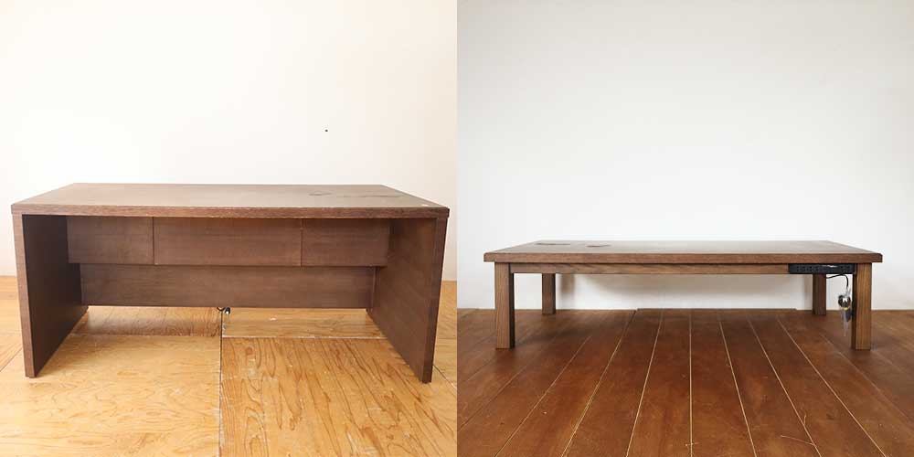 R1351:机をロフトで使える高さにリメイク。脚変更で70cm→40cmにのイメージ