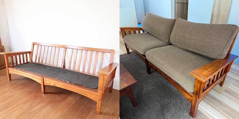 R1362:ソファフレームをリペア。塗装補修と座面調整で心地良くのイメージ