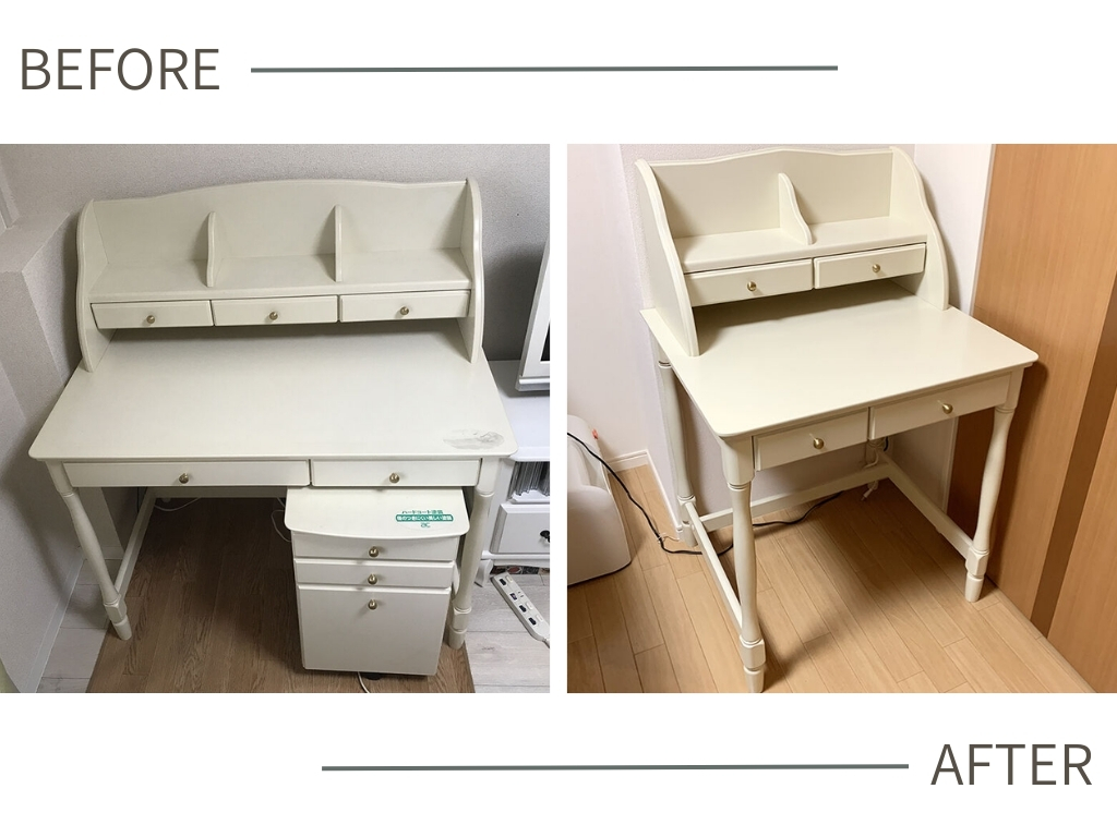 学習机を幅70cmにリサイズ｜上置きも一緒にコンパクトに