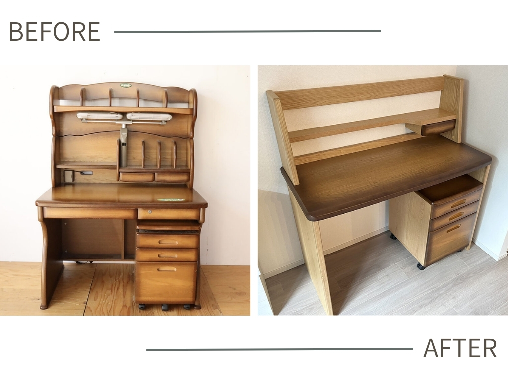 学習机をパソコンデスクにリメイク｜奥行きをD500にサイズダウン