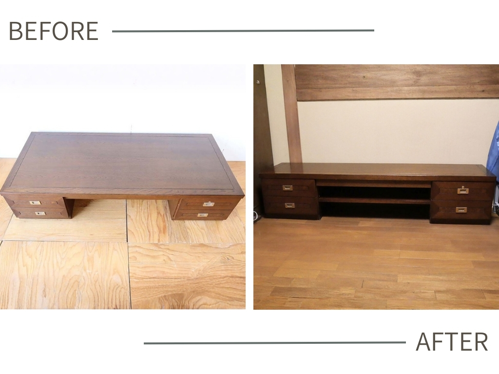 和机をテレビ台にリメイク｜奥行きをD360へサイズダウン