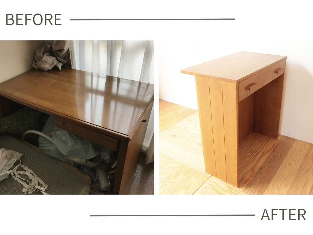 学習机をキッチンカウンターにリメイク｜両面使いできるマルチ家具へ