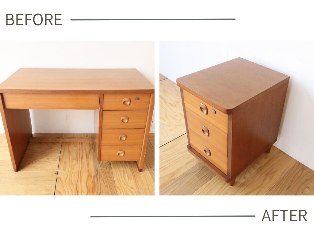 学習机の引き出しからキャビネットにリメイク｜面影を残した3段を活用