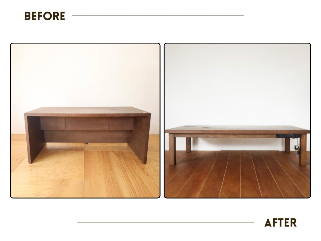 カリモク家具のデスクリメイク