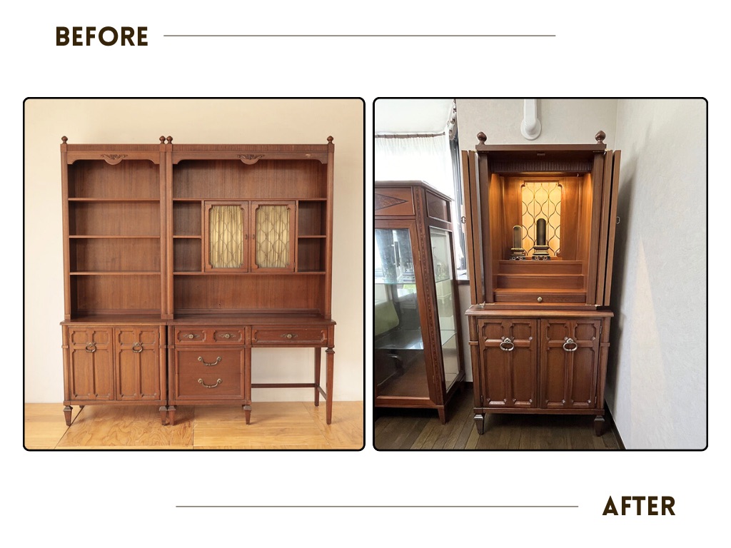 ドレクセルの本棚からお仏壇にリメイクした事例