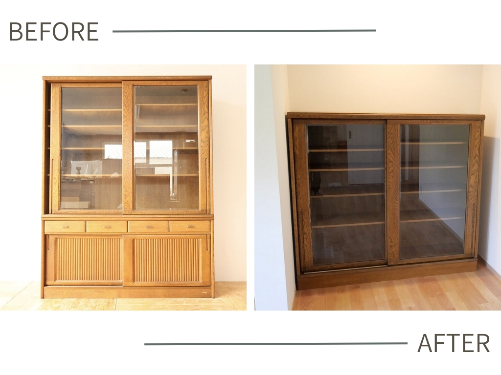 食器棚上下分解リメイク（本棚に）
