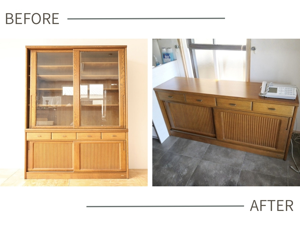 食器棚上下分解リメイク（下部、サイドボードにリメイク）
