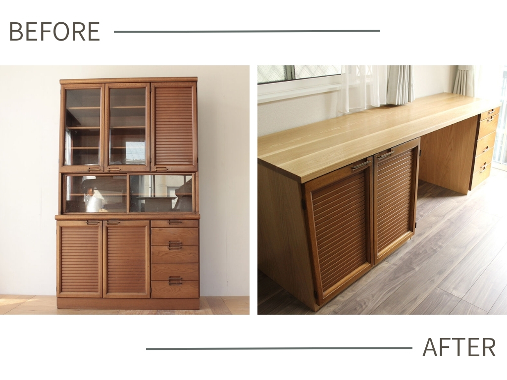 食器棚を上下分解（デスクに）