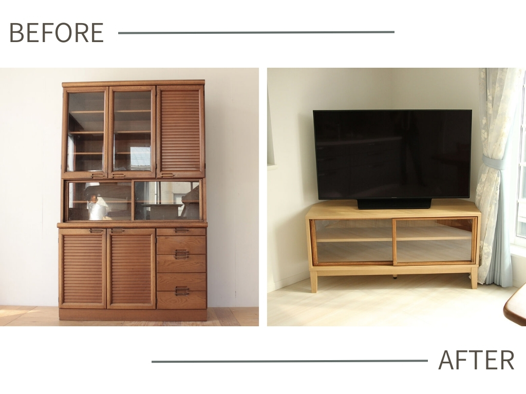 食器棚を上下分解（テレビ台）