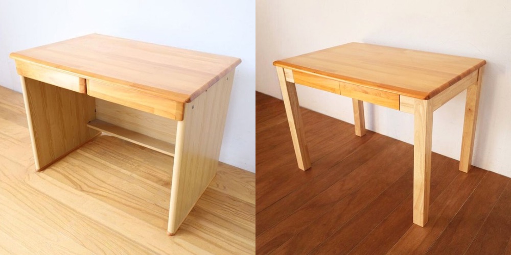 R1394:学習机のサイズはそのまま、パネル脚から4本脚にリメイクのイメージ