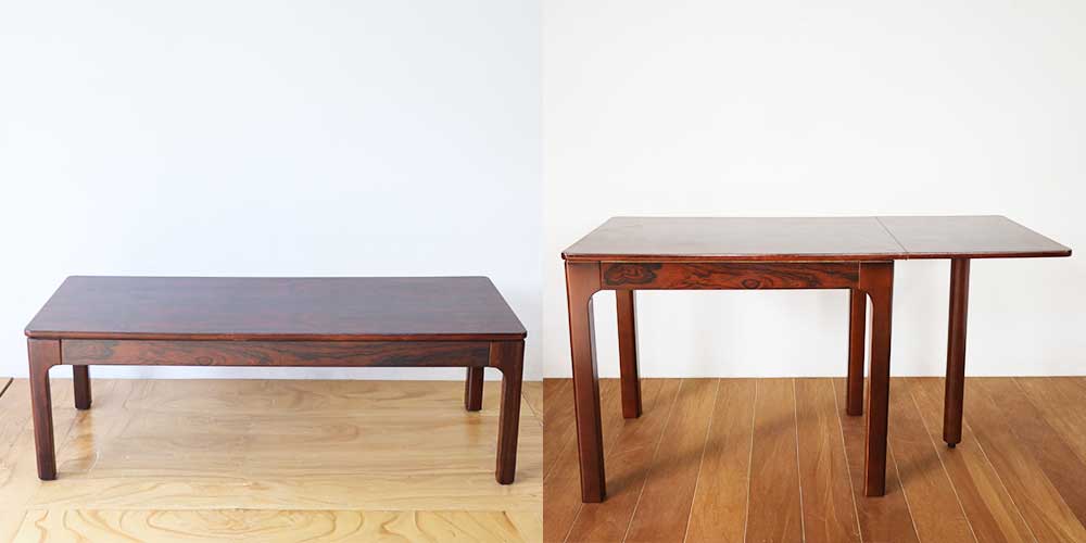 R1395:座卓の天板をバタフライ式にリメイク。高さ72cmのテーブルにのイメージ