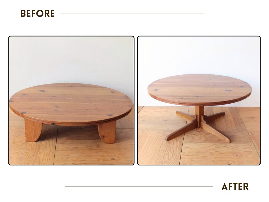 アクタスのテーブルリメイク。ビフォーアフター