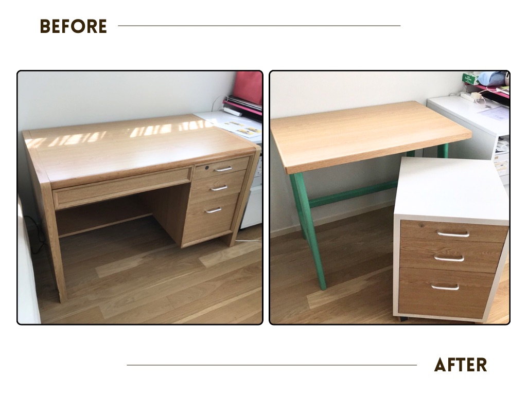 くろがね工作所の学習机リメイク。ビフォーアフター